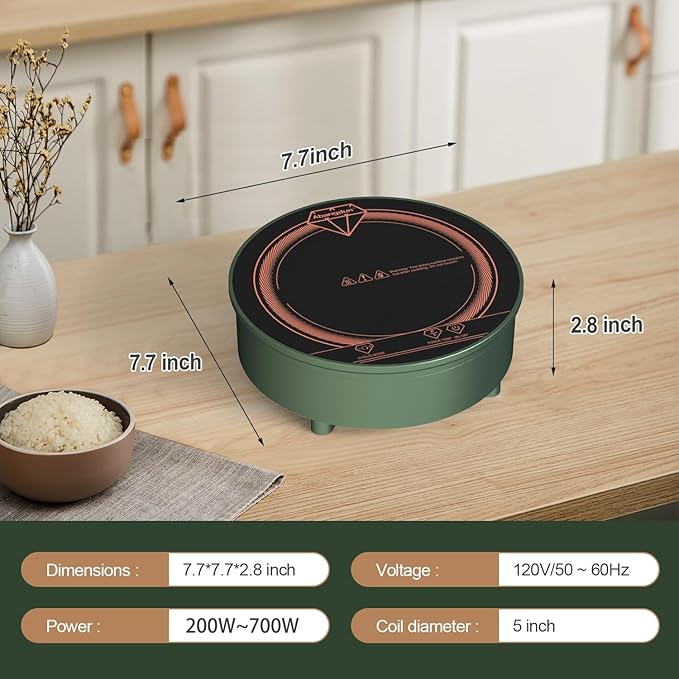 Portable Mini Induction Cooktop 700W 120V Compact Single Burner Hot Plate for RV Travel Camping Dorm and Small Kitchen