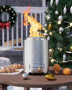 YEFU Tabletop Fire Pit 9.7 x 7.1 in, Flame Intensity Control Camping Stove for Outdoor & Patio, Fueled by Pellets or Wood, Safe Burning Table Top Firepit, with Travel Bag & 2 Mini Sticks, Silver