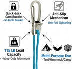 6 Pack Rope with Roller Tensioner for Easy and Secure Tying,2026 New Heavy Duty Retractable Buckle Rope with Accessory Cord for Camping Boating Home Storage Outdoor Use