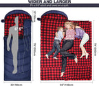 REDCAMP Flannel Sleeping Bag for Adults, Comfortable Cotton Sleeping Bags for Camping with Detachable Hood, Red/Grey/Blue/Black