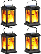 Solar Lanterns Outdoor Waterproof Hanging Lanterns Garden Solar Powered Flame Lights LED for Patio Pathway Deck Yard (4pack)