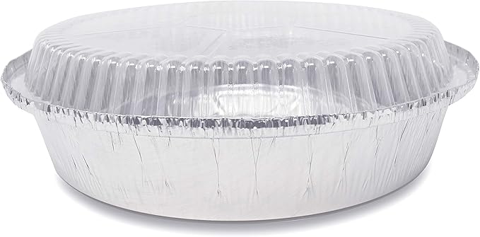 Fig & Leaf (270 Pack) Premium 9-Inch Round Foil Pans with Plastic Dome Lids l Heavy Duty l Disposable Aluminum Tin for Roasting, Baking, Cake or Cooking