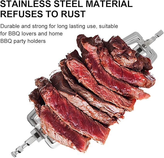 Rotisserie Meat Forks Air Fryer Fork Grill Spit Rod Stainless Steel Roast Chicken for Home Picnic BBQ Camping
