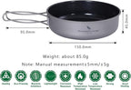Boundless Voyage Titanium Non-Stick Frying Pan with Folding Handle Non-Stick Ceramic Coating Frypan Cooking Pot for Outdoor Camping Picnic Backpacking