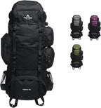 Teton 65L Explorer Internal Frame Backpack for Hiking, Camping, Backpacking, Rain Cover Included, Black