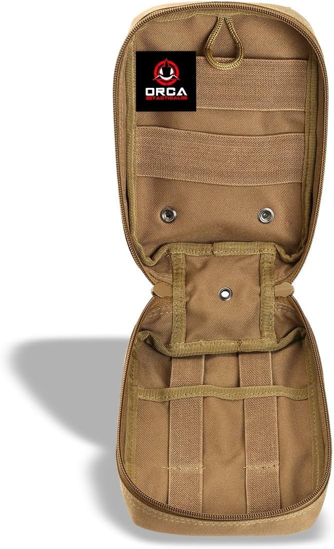 Orca Tactical First Aid Molle Pouch - Heavy Duty IFAK Pouch - Empty Medical Pouch Ideal for Military Use EMTs Law Enforcement Camping and Hiking - Med Pouch for Optimal Organization