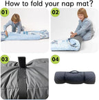 Personalized Toddler Nap Mats for Preschool, Custom Name Kids Sleeping Bag for Daycare, Roll Up Sleeping Mat with Removable Pillow and Soft Dot Minky Blanke for Boys Camping Travel