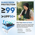 Cooling Hoodie Towel: Cooling Towels for Neck and Face Sun Protection Instant Cool for Hot Weather Hiking Camping Running Golf Gardening Fishing Music Festivals Theme Parks Beach - Black