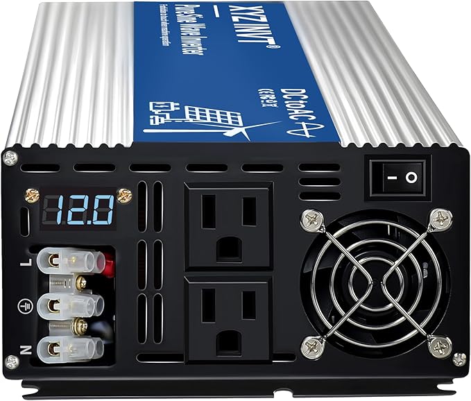 3500W Pure Sine Wave Inverter DC 12V to AC 110V 120V Power Inverter with Dual AC Outlets & Hardwire Terminal & LED Display for Solar,Home Backup Power,Outdoor Over 90% Efficiency