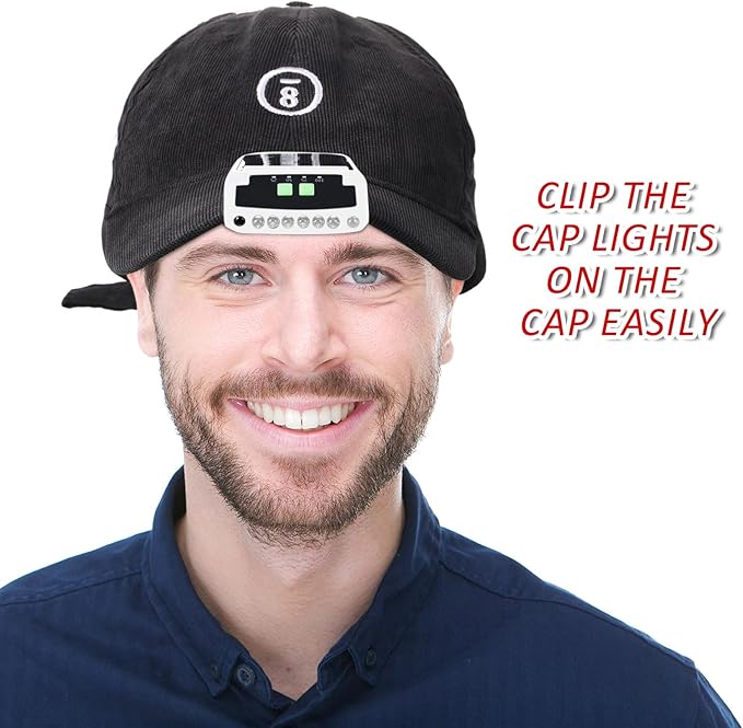 Mudder LED Clip on Cap Lights USB Rechargeable Cap Flashlight Clip Waterproof Ultra Bright Hat Flashlight Headlamp for Fishing Camping Hand Work