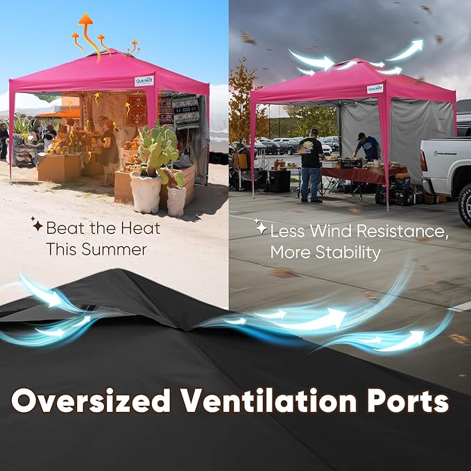 Quictent 10x10 Pop Up Canopy Tent - Instant Setup Gazebo for 1 Person, Portable & Compact, Waterproof & UV Protection, Ideal for Camping, Beach, Parties, Markets and Outdoor Events