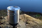 Canteen Stainless Steel Water Bottle with Nested Camping Cup and Lid for Bug Out Bag, Bushcraft Gear, Metal Canteen with a Wide Mouth Water Bottle and Mess Kit