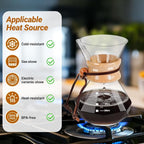 Coffee Pour Over 13.5oz 400ml High Borosilicate Glass Pour Over Coffee Maker Set Camping with Reusable 304 Stainless Steel Filter Hand Brew Carafe Drip Suitable for Electric Ceramic Stove