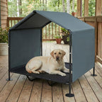 Outdoor Dog House for Large Dogs, Raised Dog Bed with Removable Waterproof Shade Cover, Portable Pet Shelter for Camping, Patio & Yard