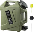 3.2 Gallon Water Jug,12L Portable Water Container with Spigot, Cleaning Brush, Detachable Hose & Extra Lid, Dual Handles Design, BPA-Free Camping Hydration Canteen, Outdoor Tank Storage PE - Green