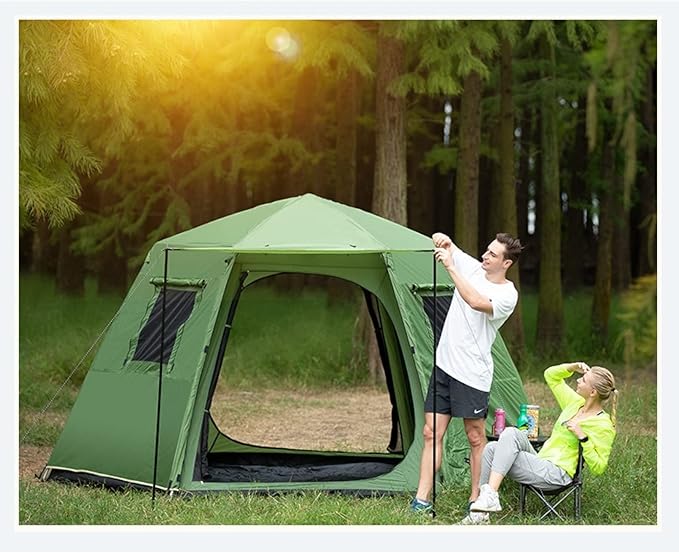 Travel Tent Outdoor Camping Tent Double Layer Waterproof Windproof Oversized Family Party Camping Tent