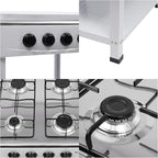 4 Burner Gas Stove, Portable Outdoor Stove with Double storage shelves and Independent Knobs, Heavy Duty Propane Gas Cooker with Wind Blocking Cover for Outdoor Camping BBQ(White)