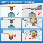 3900W Portable Windproof Camping Stove Gas Cooking Burner, Lightweight Propane Burners with Piezo Ignition and Carrying Bag for Outdoor Backpacking Picnic Hiking