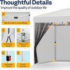 VIVOHOME 10x10ft Easy Pop-Up Canopy, Outdoor Screen Tent with Mosquito Netting, 2 Zipper Doors, and Roller Bag for Yard Camping Picnic Party Events, White