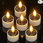 PChero 6 Pack Solar Tea Lights Outdoor Waterproof, Small Solar Lights with Dusk to Dawn Sensor, LED Tealight Candles for Lantern Garden Camping Outside Patio Home Decor,1.5" x 2.1"
