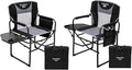 SUNNYFEEL Oversized Camping Directors Chair 2 Pack, Portable Folding Lawn Chairs for Adults Heavy Duty with Side Table,Pocket for Beach, Fishing,Picnic,Concert Outdoor, Foldable Camp Chairs