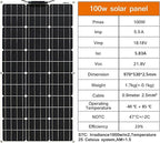 100W 12V Flexible Solar Panel Monocrystalline Cell for 12V Battery Charge Marine RV Trailer Boat Cabin Van Car Uneven Surfaces