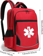 First Aid Medical Backpack Empty Nurse Treatment First Responder Trauma Bag for Camping Cycling Hiking Paramedic Bag EMT (Star of Life)