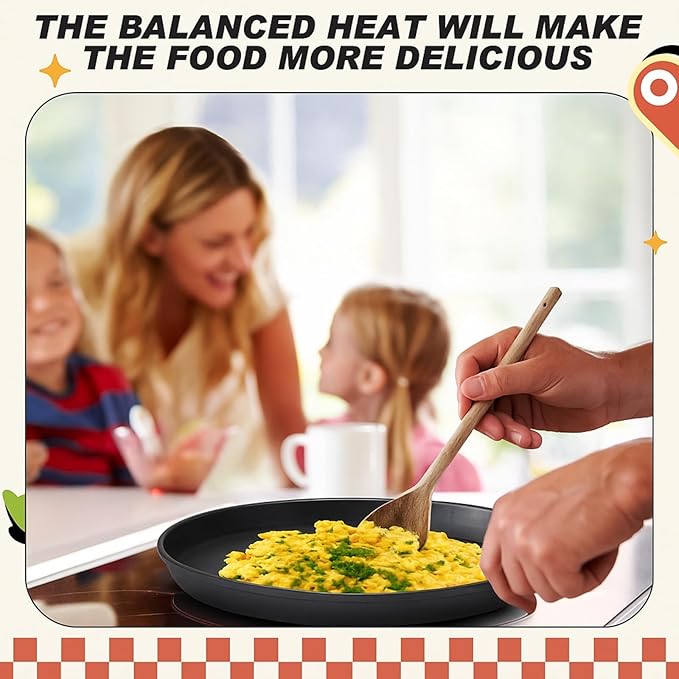 Maxdot 2 Pcs Small Cast Iron Griddle Pan 11.4 Inch Easter 4th of July Round Cast Iron Pizza Pan Camping Skillets Mini Carbon Steel Griddle for BBQ, Baking, Grilling, in the Oven, on the Stove or Grill
