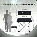 MellowCamp Camping Side Table, Ultralight Aluminum Folding Table, Small Compact Portable Ideal for Beach, Outdoor Cooking, Hiking, Camping, Picnics (Black,Medium)