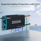 Renogy Inverter P2 3000W Pure Sine Wave Inverter 12V DC to 120V AC Converter for Home, RV, Truck, Camping, Trailer, with Wired Remote Controller, Support Li, AGM, SLD, GEL, FLD Batteries