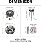 Fire-Maple Saturn X Camping Stove - High-Power Outdoor Cooking Stove with Dual Preheating Tubes, Wind-Resistant, Adjustable Height and Foldable Supports for Camping