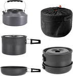 aiGear Camping Cooking Set Cookware Mess Kit with Storage Bag Pot Pan and Teapot Set Camping Accessories for Outdoor Camping Hiking Picnic Portable and Lightweight Aluminum Color Green,Black,Orange