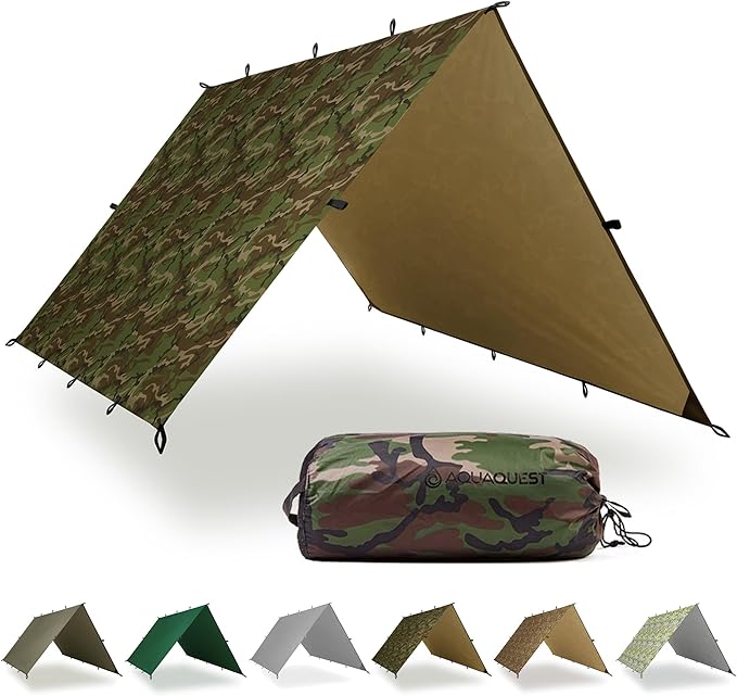 AquaQuest Safari Tarp – Lightweight Waterproof (5,000mm) Seam-Taped Ripstop Rain Fly for Backpacking, Thru-Hiking & Hammock Camping