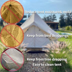 DANCHEL OUTDOOR Waterproof Rain Fly for Bell Tent, 4 Season Yurt Tent Rain Cover Protector Tarp with/No Stove Jack Glamping Gears, PU5000mm Lightweight 300D Oxford Polyester, Beige(13ft/16.4ft/20ft)