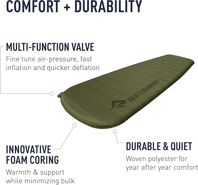 Sea to Summit Camp Plus Self-Inflating Foam Sleeping Mat for Camping, Rectangular - Large (79 x 25 x 3 inches)