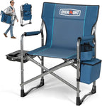 Overmont Oversized Lightweight Camping Chair - Portable Comfortable Heavy Duty Foldable Directors Chairs with Side Table & Cooler Bag for Outside Camp Beach Picnic Lawn and Fishing Supports 400lbs