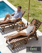Domi Pool Lounge Chairs Set of 2 with Table, HDPE Outdoor Chaise Lounge Chairs for Outside, Pool Loungers for Poolside, Patio, Sunbathing Tanning, Brown