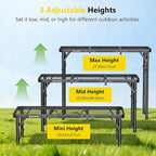 Tri-fold Camping Table, 3 Heights Adjustable Grill Table with Storage Bag, Aluminum Frame Folding Tables, Portable Handle for Outdoor Camping Picnic Cooking BBQ, 35.43"x15.75", Black