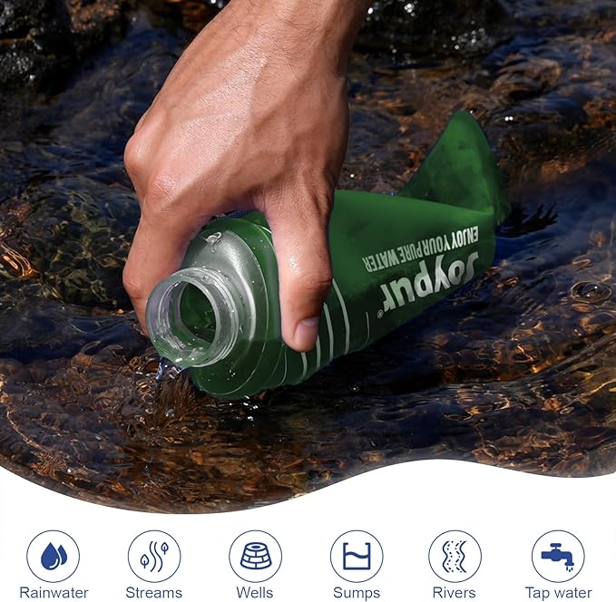 Collapsible Squeeze Water Filter Bottle - 1000ml with Filter with NSF/FDA Certification Befree or Peak Series replacement for Hiking,Running,Camping,Travel,Cycling,Fishing,BPA-Free(Green)