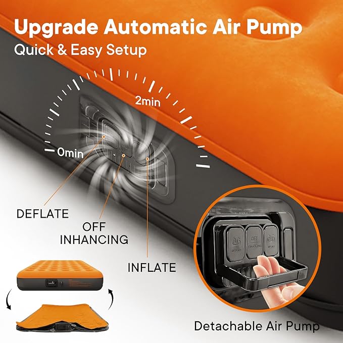 Air Mattress Twin with Built-in Rechargeable Pump 9'' Camping Inflatable Mattress Portable Blow up Mattress Air Bed Guest Bed for Home Outdoors Hiking Travel