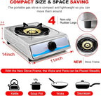 Propane Gas Cooktop，Single Burner Gas Stove Stainless Steel Portable Gas Stove，Auto Ignition Camping Single Burner LPGfor RV, Apartments, Outdoor