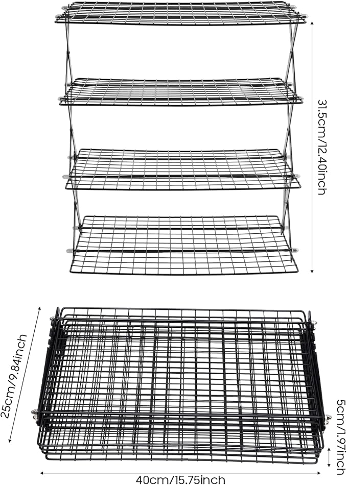 4 Tier Foldable Camping Table, Portable Outdoor Cooling Rack, Tabletop Organizer for Barbecue Picnic Camping, 15.75x9.84in, 22lbs/Tier Load