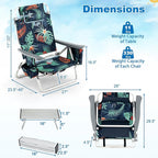 Giantex Folding Beach Chair, Patio Sling Chairs with 5 Adjustable Position, Head Pillow, Storage Bag, Towel Bar, Cup Holders, Backpack Chairs for Sunbathing, Camping Chair