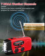 Esky Emergency Hand Crank Radio 7400mWh with 3 LED Flashlight, AM/FM/NOAA Portable Weather Radio with Rechargeable 2000mAh Battery, Solar Powered Radio for Indoor Outdoor Survival Camping, SOS Alarm