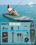 10'6''x33''Inflatable Stand Up Paddle Board, 400lbs Extra Wide Blow Up Paddle Board with Kayak Seat, Premium SUP Accessories Kit & Backpack, Non-Slip Stable Deck Boat for Yoga Fishing Surf