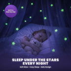 Bollepo Purple Bed Canopy for Girls with Glowing Stars - Princess Netting Room Decor, Ceiling Tent to Cover Toddler | Single, Twin, Full, Queen Size Kids Bed, Fire Retardant Fabric