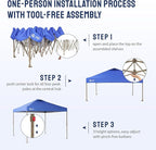 CROWN SHADES Gazebo 10x10 Pop Up Canopy with Mosquito Netting, Screen Tent with 4 Ropes, 8 Stakes, 4 Sandbags and Wheeled Storage Bag, Canopy for Patio & Backyard Parties,Camping&Events -(Blue)