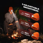 Gifts for Men, Rechargeable Bluetooth Music Unisex Beanie Hat with Light, Valentines Day Gifts for Him, Birthday Gifts for Men, Women, Orange