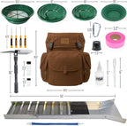 ASR Outdoor 24pc Deluxe 50" Folding Sluice Box Kit with Backpack Gold Prospecting Tools, Brown