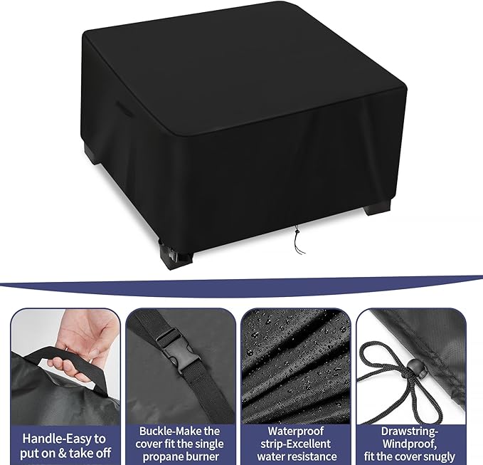 Propane Stove Cover for GasOne 10.4” Single Propane Burner, Portable Gas Stove Cover Waterproof Camping Burner Cover Outdoor Propane Gas Cooker Cover- 11”L x 11”W x 5”H, Black